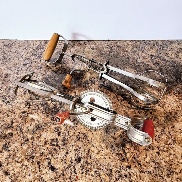 Other - Pair Of Vintage 1930s Hand Blenders, Wood Handles Egg Beaters, Mastermix Canada